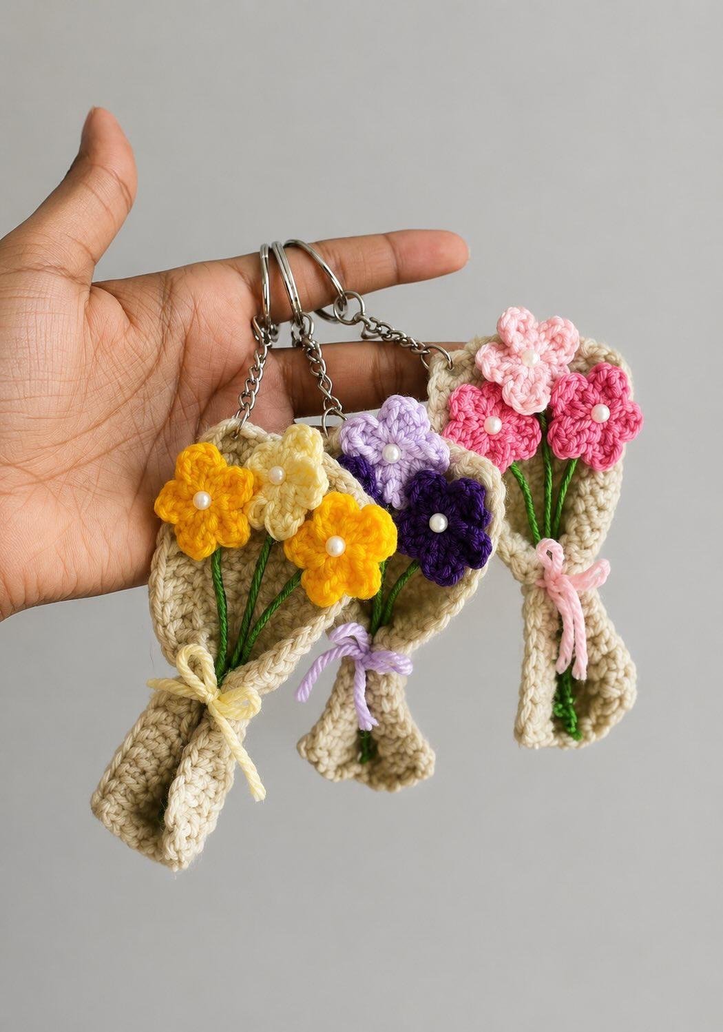 Handcrafted Crochet Drawstring Pouch Cherry